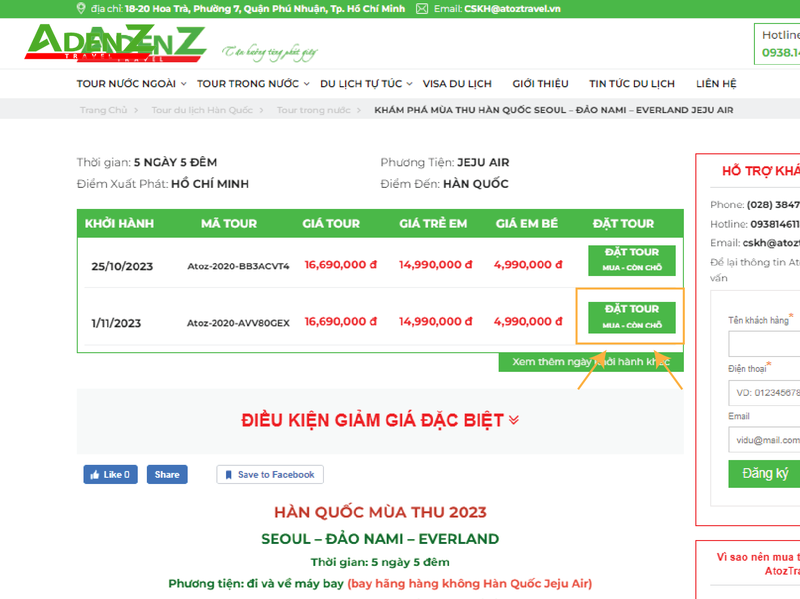 HƯỚNG DẪN ĐẶT MUA TẠI WEBSITE ADENZ TRAVEL